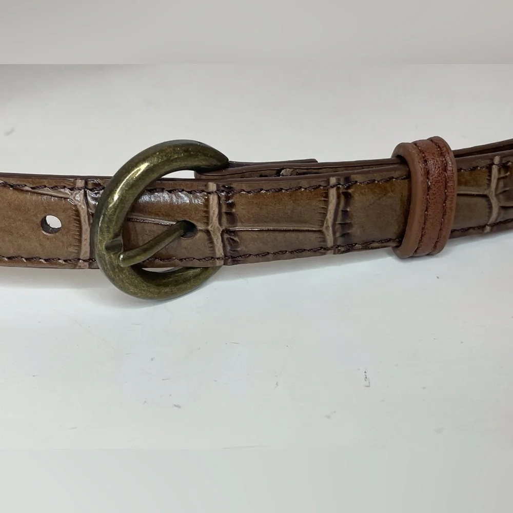 Simple Retro Vintage Women’s Brown Slim Belt Size 26”/28”‎